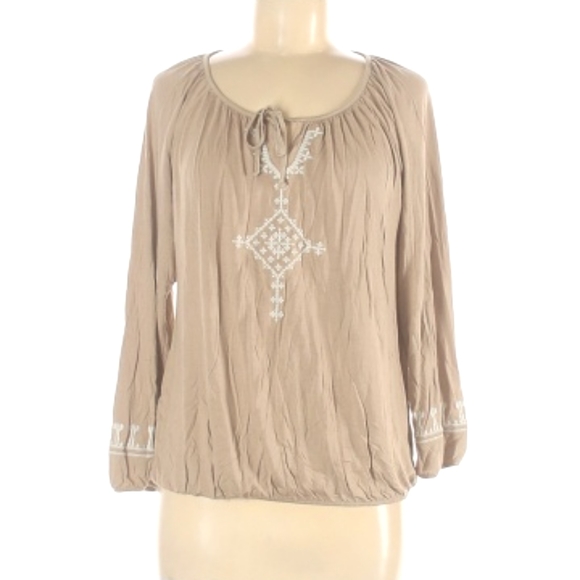 Boho Beige Long Sleeve Shirt - Picture 1 of 6